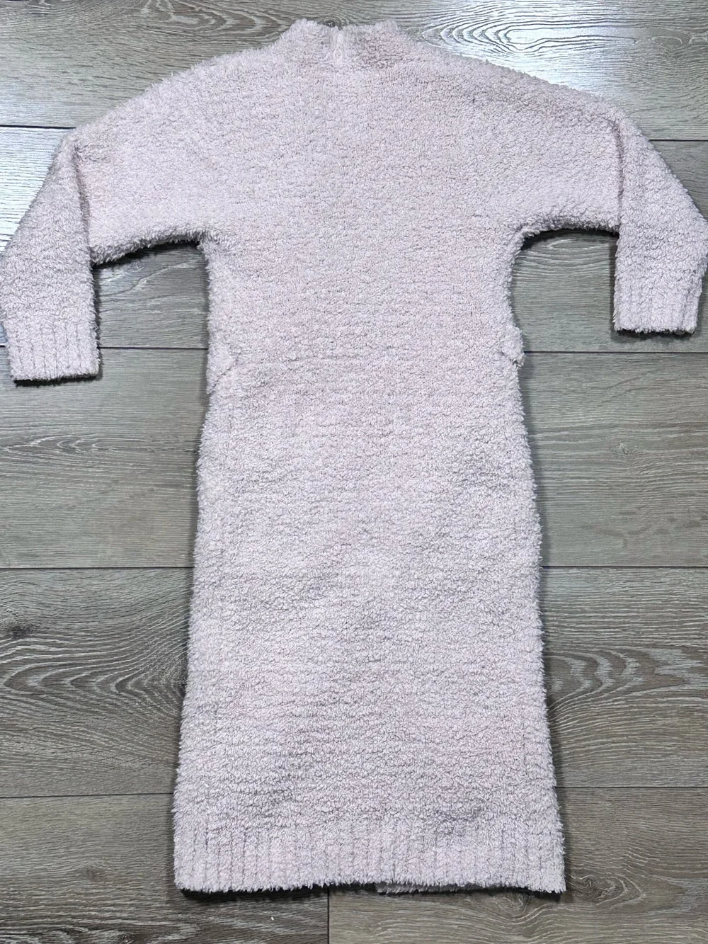 Skims Kids Cozy Knit Fluffy Robe Pale Pink Tie Waist